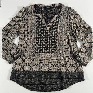 Lucky‎ Brand Boho Style Blouse - Small - Relaxed Silhouette Tunic Geometric Chic